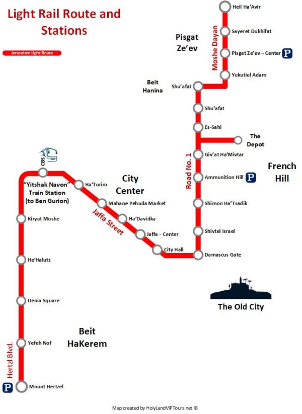Jerusalem Light Rail Route Map