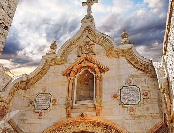 Christian pilgrims on a Holy Land tour at the Mount of Olives